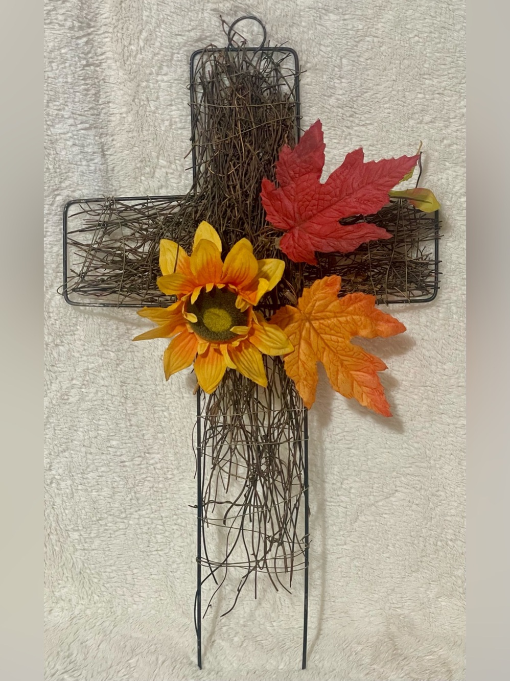 Autumn Sunflower Cross Wall Accent